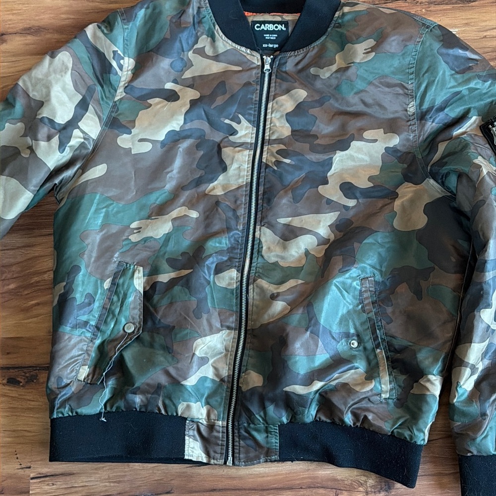 Carbon Camouflage Jacket with Orange Lining